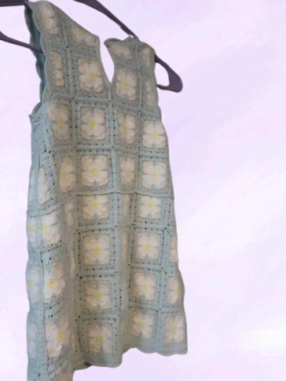 Haute Hippie floral crochet sleeveless summer dress in blue, beige, white floral